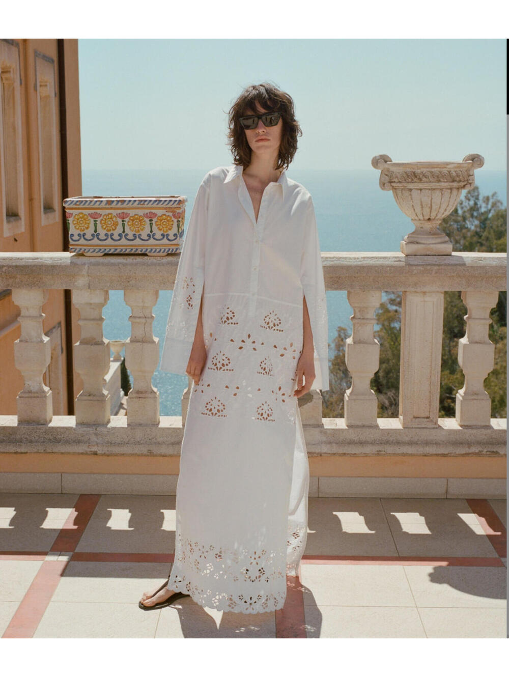Nili Lotan Louanne Embroidered Eyelet Shirt Dress, $850 NWT, Extra Large#2404